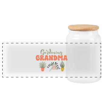 Gardening Grandma Garden Botanical - Panorama Keksdose mit Holzdeckel - Weiß - Vorne