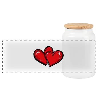 Herzen Liebe Symbol - Panorama Keksdose mit Holzdeckel - Weiß - Vorne