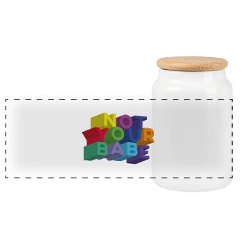 NOT YOUR BABE - Panoramic Cookie Jar with Wooden Lid - white - Front