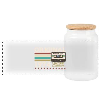 51ème Anniversaire Original Avril Millésime 1974 - Boîte à biscuits avec couvercle en bois - blanc - Devant