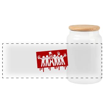 Enterrement de vie de garçon de l’équipe du marié - Boîte à biscuits avec couvercle en bois - blanc - Devant