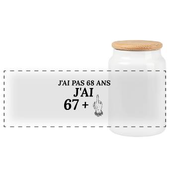 68 years old – All original parts – Gift - Panoramic Cookie Jar with Wooden Lid - white - Front