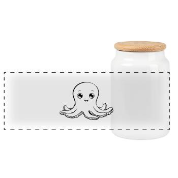 Okotpus mignon comme illustration vectorielle - Boîte à biscuits avec couvercle en bois - blanc - Devant