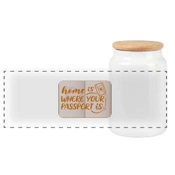Travel-Saying-Home is... - Panoramic Cookie Jar with Wooden Lid - white - Front