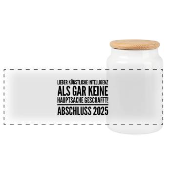 Graduation 25 - Panoramic Cookie Jar with Wooden Lid - white - Front