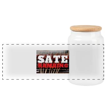 Imprimé INDONET Satay Kambing - Boîte à biscuits avec couvercle en bois - blanc - Devant