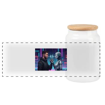 Taken by AI – My True Love is Artificial - Boîte à biscuits avec couvercle en bois - blanc - Devant