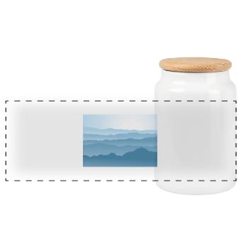 Mountains in blue - Panoramic Cookie Jar with Wooden Lid - white - Front
