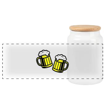 Beer glass, cheers symbol beer - Panoramic Cookie Jar with Wooden Lid - white - Front