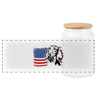 Dachshund Dachshund US America Flag Dogs Wilsigns - Panoramic Cookie Jar with Wooden Lid - white - Front