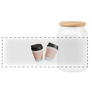 Kaffee - Panorama Keksdose mit Holzdeckel - Weiß - Vorne