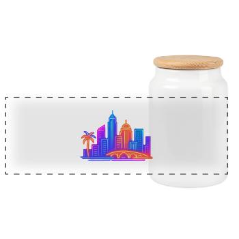 Skyline City City - Panoramic Cookie Jar with Wooden Lid - white - Front