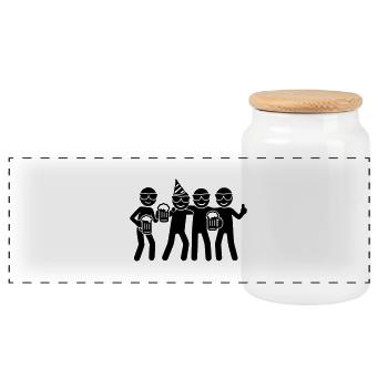 Fête de groupe d’anniversaire - Boîte à biscuits avec couvercle en bois - blanc - Devant