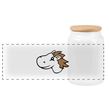 cheval mignon poney poulain équitation rapide comique cavalier - Boîte à biscuits avec couvercle en bois - blanc - Devant