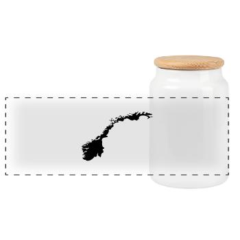 Norwegen - Panorama Keksdose mit Holzdeckel - Weiß - Vorne
