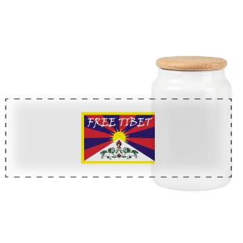 Free Tibet - Panorama Keksdose mit Holzdeckel - Weiß - Vorne