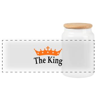 The King - Panoramic Cookie Jar with Wooden Lid - white - Front