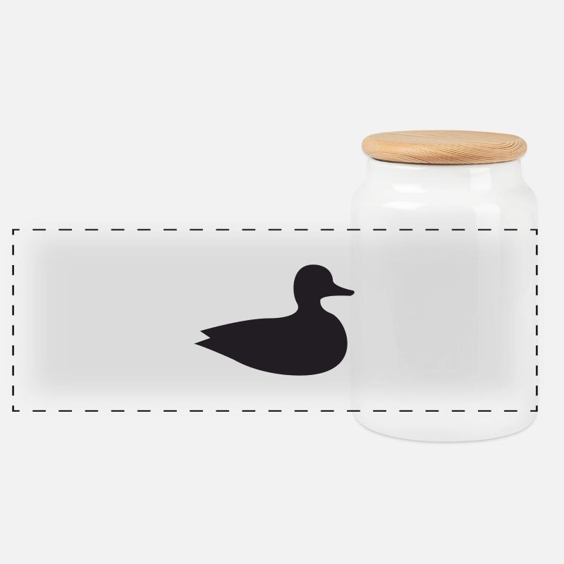 Ente - Panorama Keksdose mit Holzdeckel - Weiß