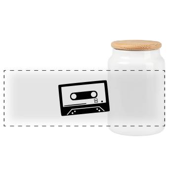Kassette - Tape - Panorama Keksdose mit Holzdeckel - Weiß - Vorne