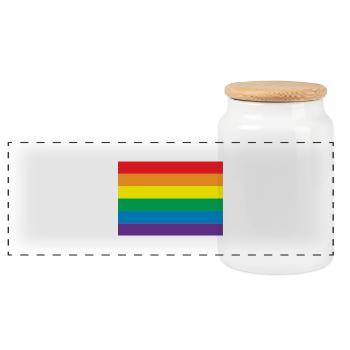 Classic Gay Pride Rainbow - Panoramic Cookie Jar with Wooden Lid - white - Front
