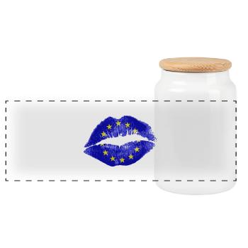 Kiss (EU) - Panoramic Cookie Jar with Wooden Lid - white - Front