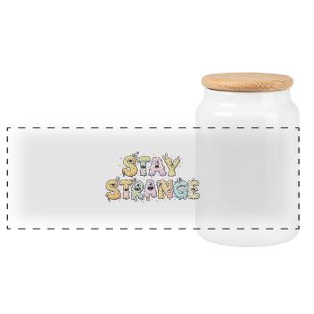 Écriture Slime Étrange Textillus - Boîte à biscuits avec couvercle en bois - blanc - Devant