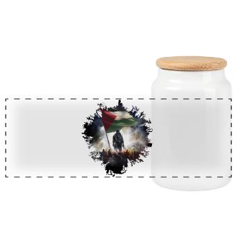 Free Palestina Gaza - Panorama Keksdose mit Holzdeckel - Weiß - Vorne