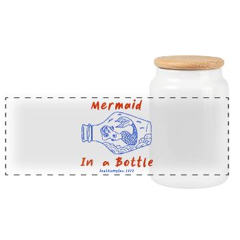 Message dans une bouteille avec sirène - Boîte à biscuits avec couvercle en bois - blanc - Devant