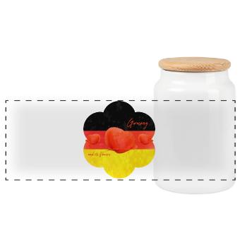 Germany Poppy Germany Flag - Panoramic Cookie Jar with Wooden Lid - white - Front