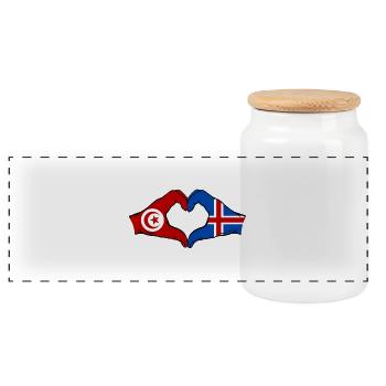 Tunisie Islande Drapeau Mains Coeur Forme - Boîte à biscuits avec couvercle en bois - blanc - Devant