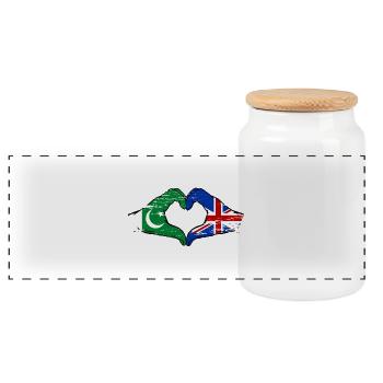 Pakistan Grossbritanien Flagge Hände Herzform - Panorama Keksdose mit Holzdeckel - Weiß - Vorne