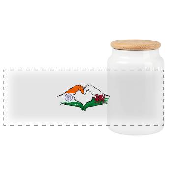 Drapeau de l’Inde Pays de Galles mains forme de coeur utilisé - Boîte à biscuits avec couvercle en bois - blanc - Devant