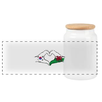 Südkorea Wales Flagge Hände Herzform used - Panorama Keksdose mit Holzdeckel - Weiß - Vorne
