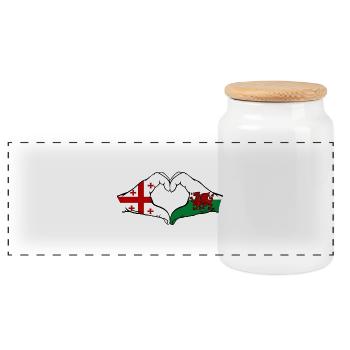 Géorgie Pays de Galles Drapeau Mains Coeur Forme - Boîte à biscuits avec couvercle en bois - blanc - Devant