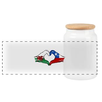 Wales Chile Flagge Hände Herzform used - Panorama Keksdose mit Holzdeckel - Weiß - Vorne