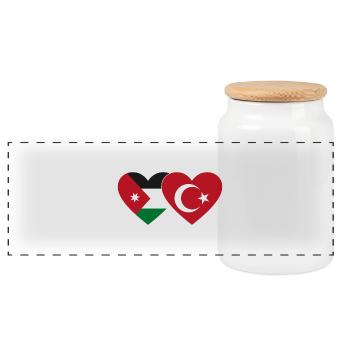 Jordanie Turquie Drapeau Coeur - Boîte à biscuits avec couvercle en bois - blanc - Devant