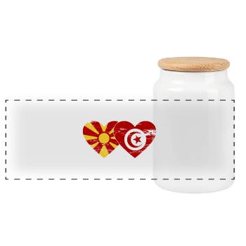 Macédoine Tunisie drapeau coeur utilisé - Boîte à biscuits avec couvercle en bois - blanc - Devant