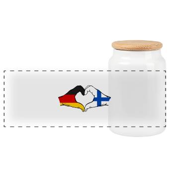 Allemagne Finlande Drapeau Mains Coeur Forme - Boîte à biscuits avec couvercle en bois - blanc - Devant