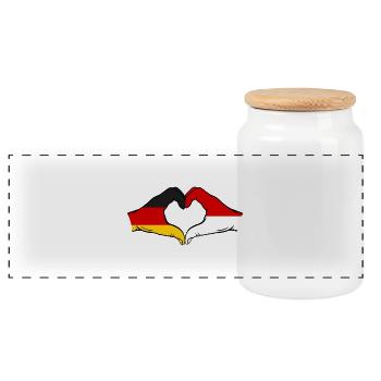 Deutschland Monaco Flagge Haende Herzform - Panorama Keksdose mit Holzdeckel - Weiß - Vorne