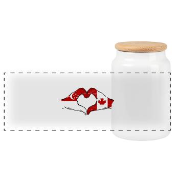 Singapur Kanada Flagge Hände Herzform - Panorama Keksdose mit Holzdeckel - Weiß - Vorne