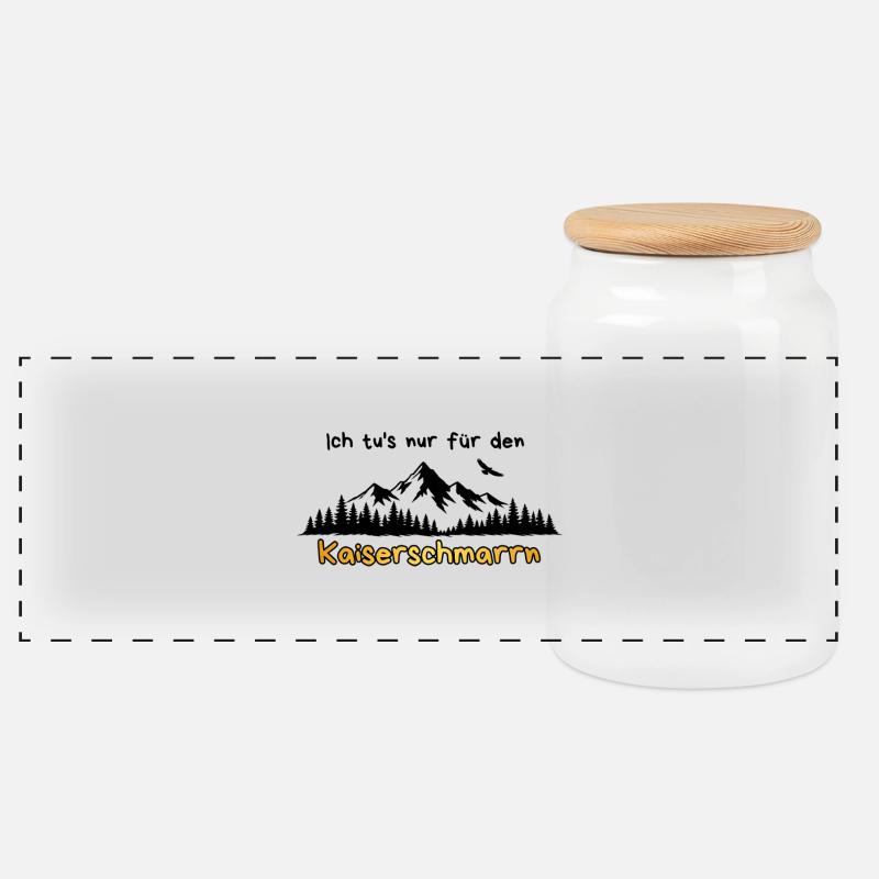 Kaiserschmarrn Berge wandern Spruch - Panorama Keksdose mit Holzdeckel - Weiß