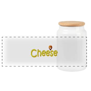 CHEESE - Panorama Keksdose mit Holzdeckel - Weiß - Vorne