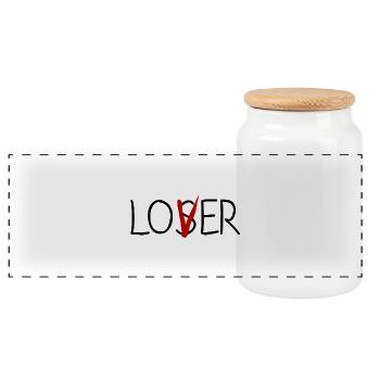 Loser Lover - Panoramic Cookie Jar with Wooden Lid - white - Front