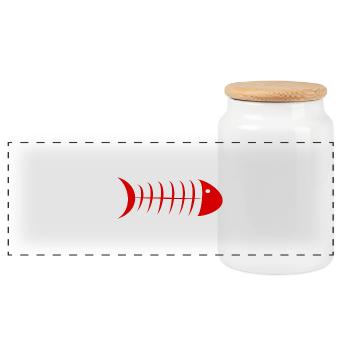 FISH. APRIL FOOL. HOLIDAY. SUMMER. HUMOR - Panoramic Cookie Jar with Wooden Lid - white - Front