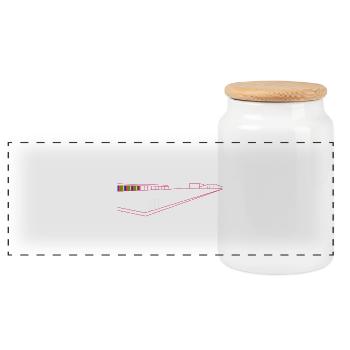 Tooting Lido in Pink - Panoramic Cookie Jar with Wooden Lid - white - Front