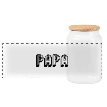 FATHER's DAY. HAPPY BIRTHDAY DAD. DAD. HAPPY BIRTHDAY - Panoramic Cookie Jar with Wooden Lid - white - Front