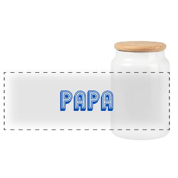 DAD. FATHER'S DAY. HAPPY FATHER'S DAY. HAPPY BIRTHDAY. - Panoramic Cookie Jar with Wooden Lid - white - Front