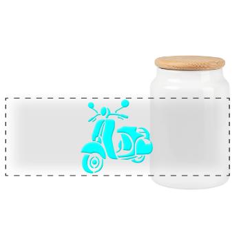 Retro Roller - Panorama Keksdose mit Holzdeckel - Weiß - Vorne