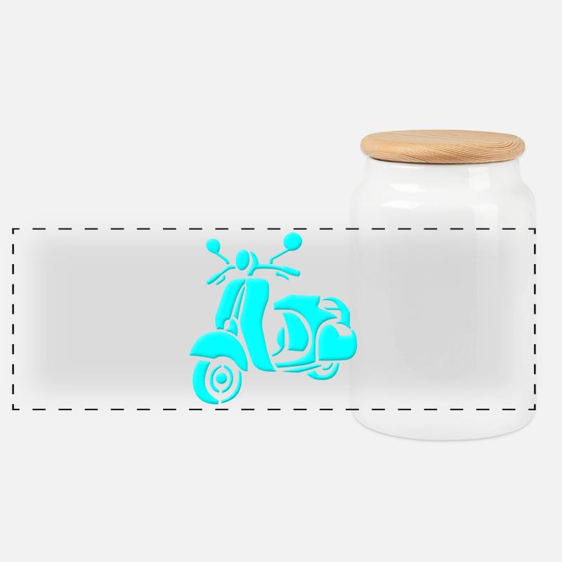 Retro Roller - Panorama Keksdose mit Holzdeckel - Weiß