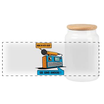 They are different ! - Panoramic Cookie Jar with Wooden Lid - white - Front